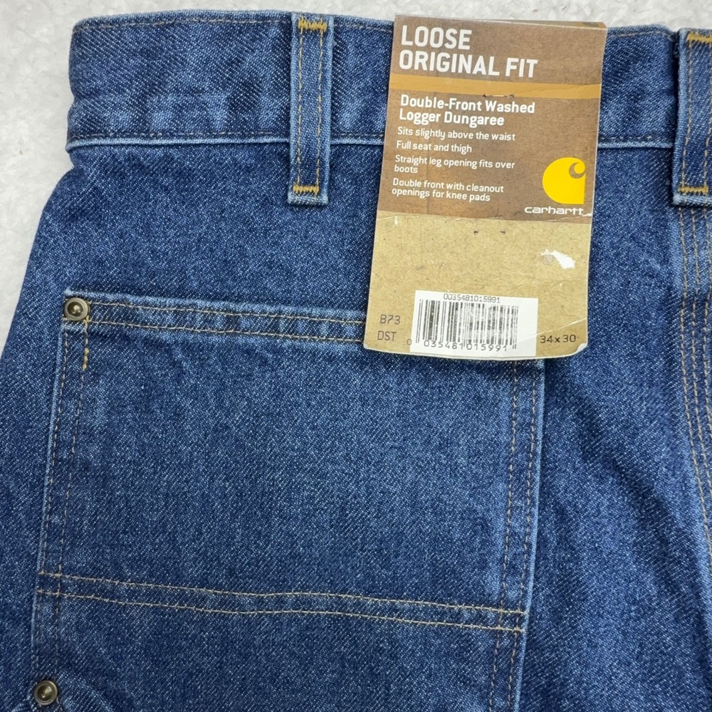 Carhartt Double Front Washed Logger Dungaree Jeans B73 DST Darkstone 34x30 NWT